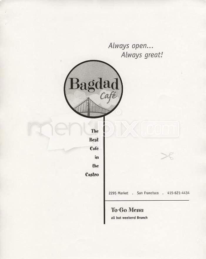 Bagdad Cafe - San Francisco, CA menu_pic