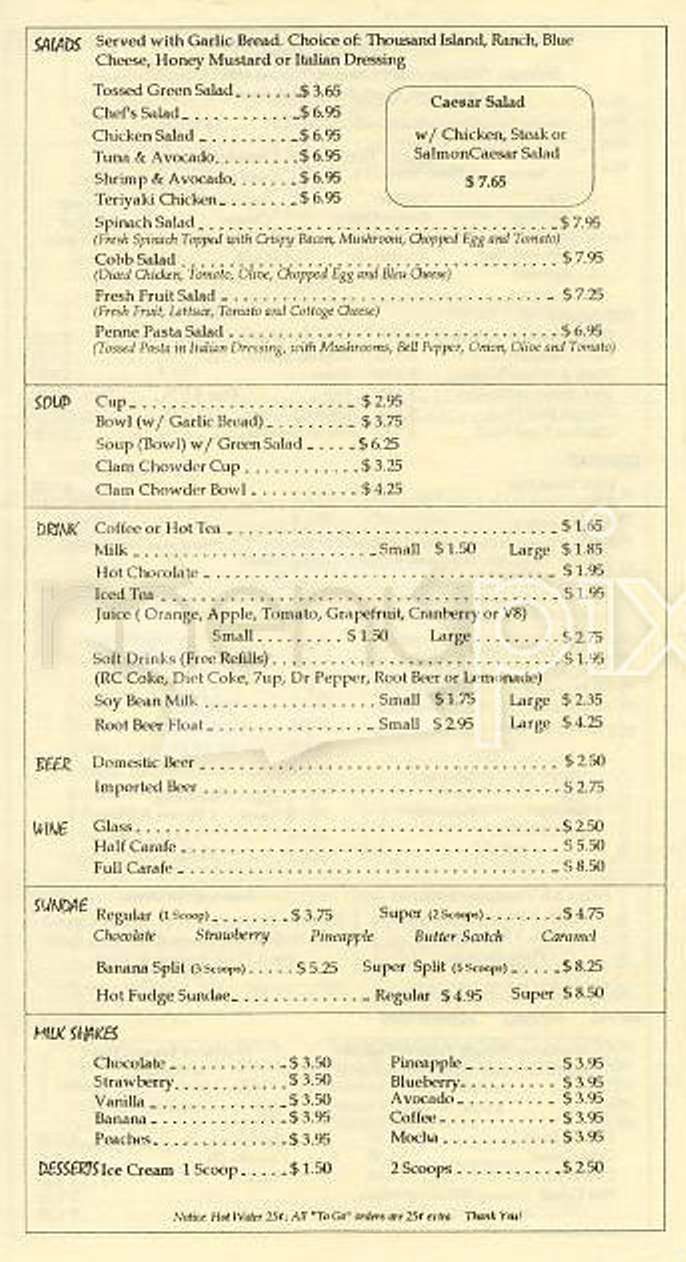 Bashful Bull Too - San Francisco, CA menu_pic