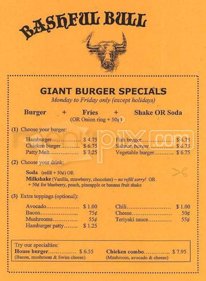 Bashful Bull Too - San Francisco, CA menu_pic