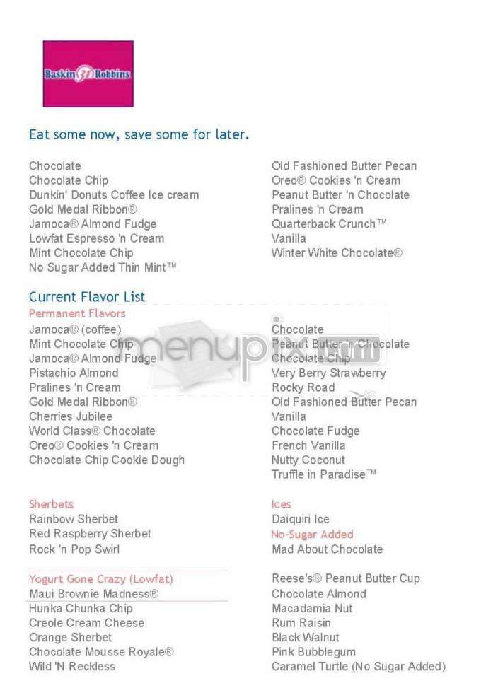 Baskin-Robbins - San Francisco, CA menu_pic