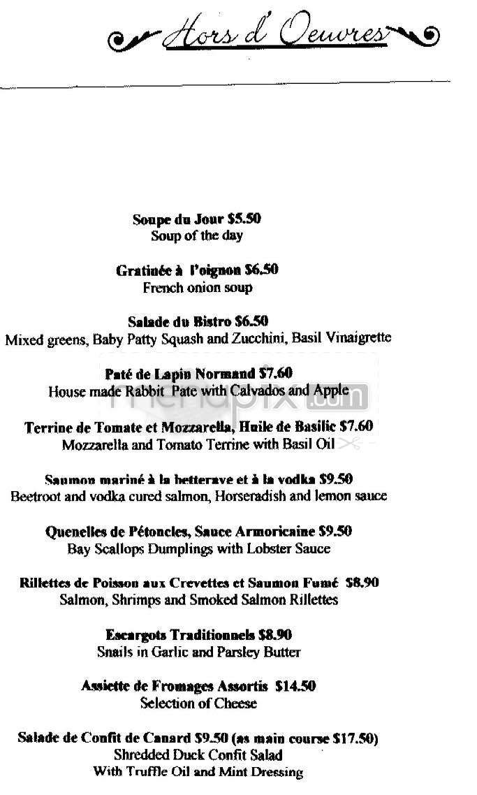 Bistro Clovis - San Francisco, CA menu_pic