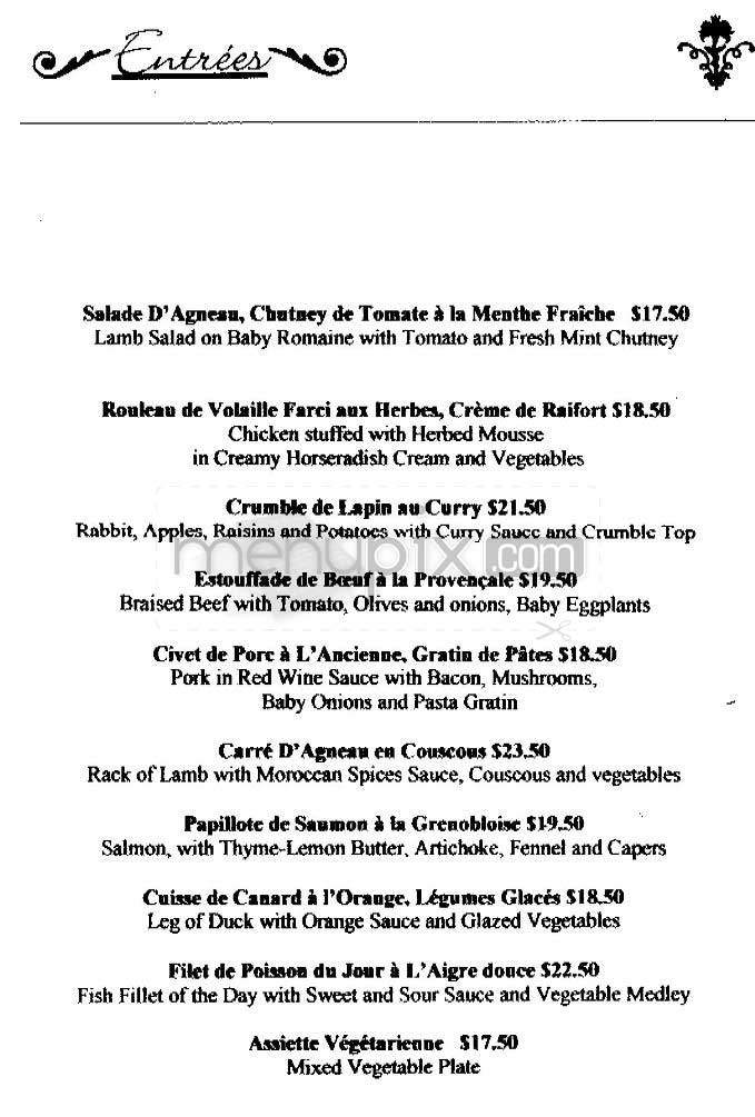 Bistro Clovis - San Francisco, CA menu_pic