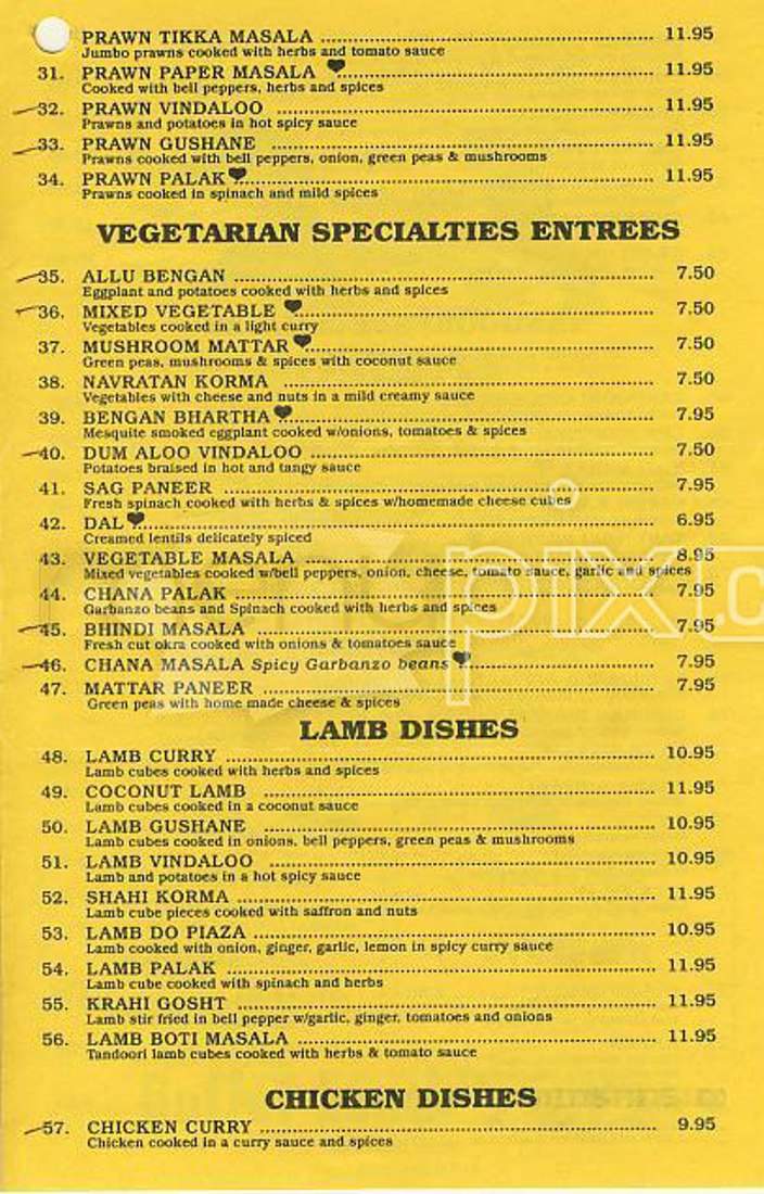 Bombay India - San Francisco, CA menu_pic