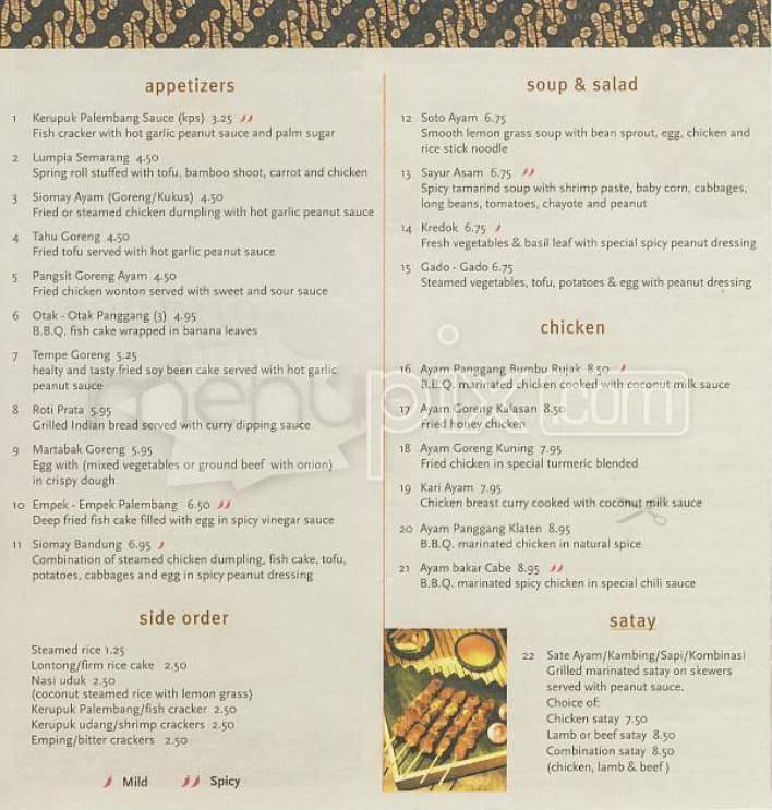 Borobudur Restaurant - San Francisco, CA menu_pic