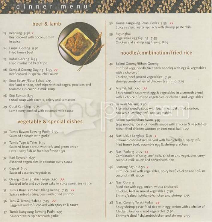 Borobudur Restaurant - San Francisco, CA menu_pic