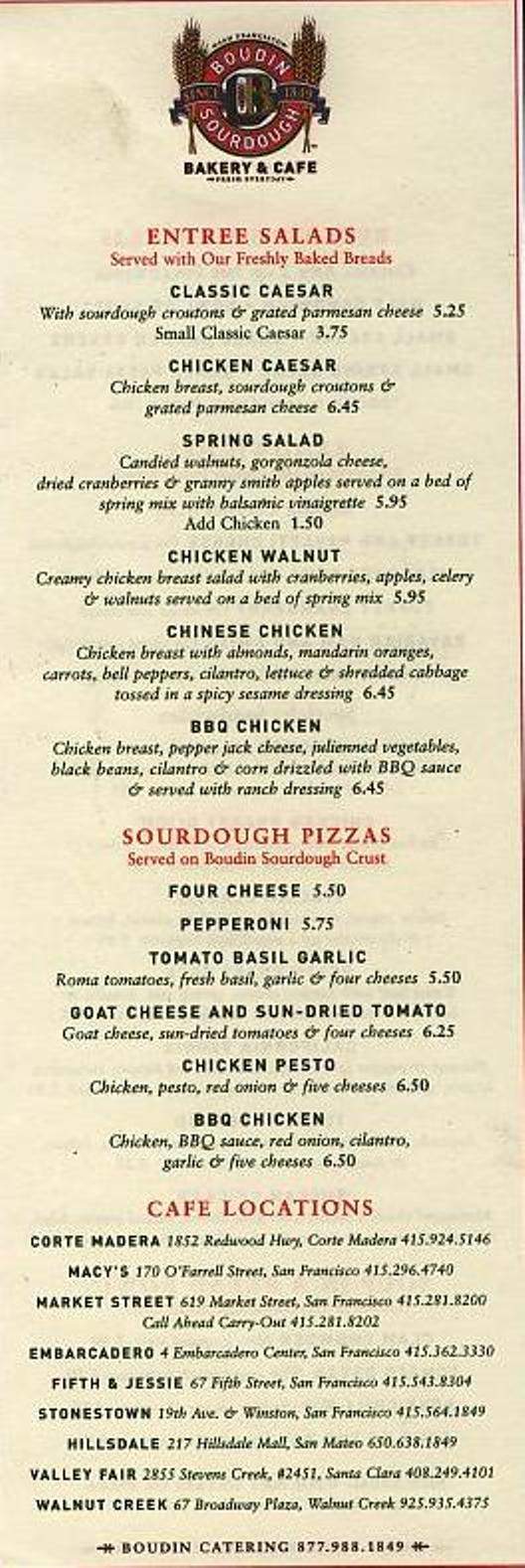 Boudin - San Francisco, CA menu_pic