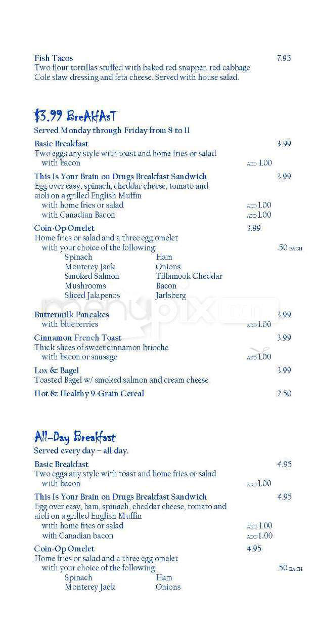 Brain Wash Cafe & Laundromat - San Francisco, CA menu_pic