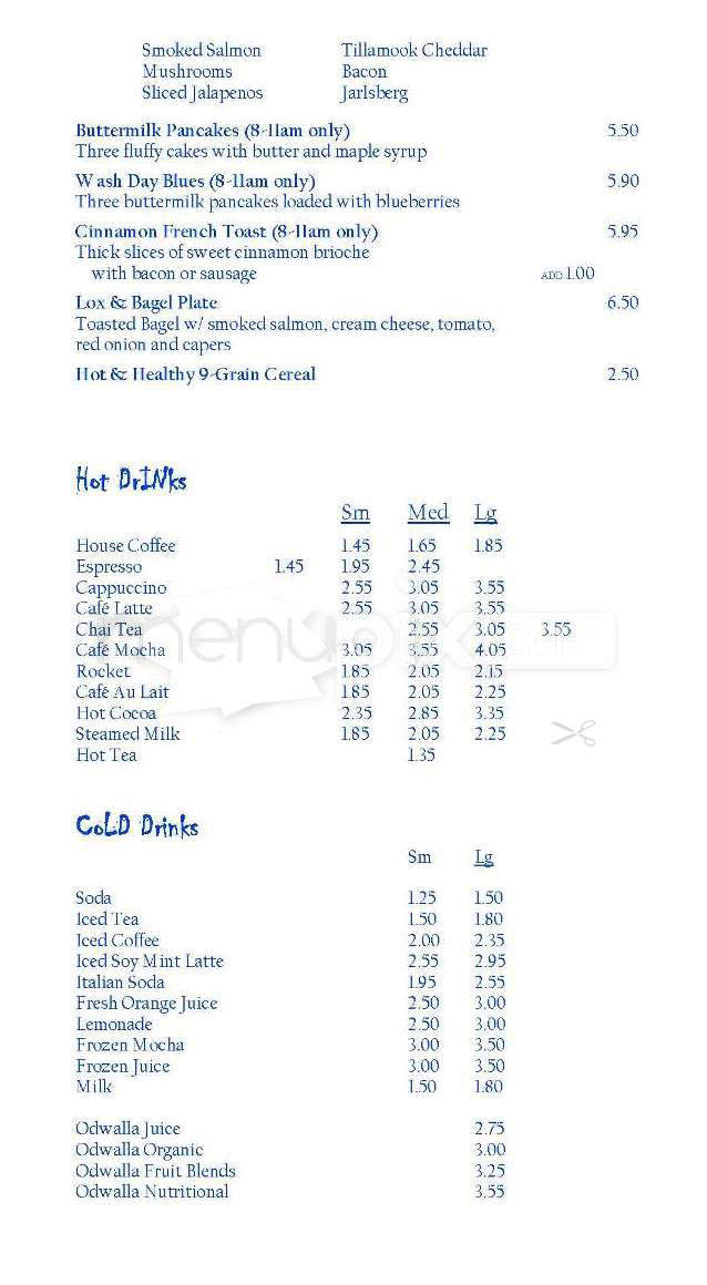 Brain Wash Cafe & Laundromat - San Francisco, CA menu_pic