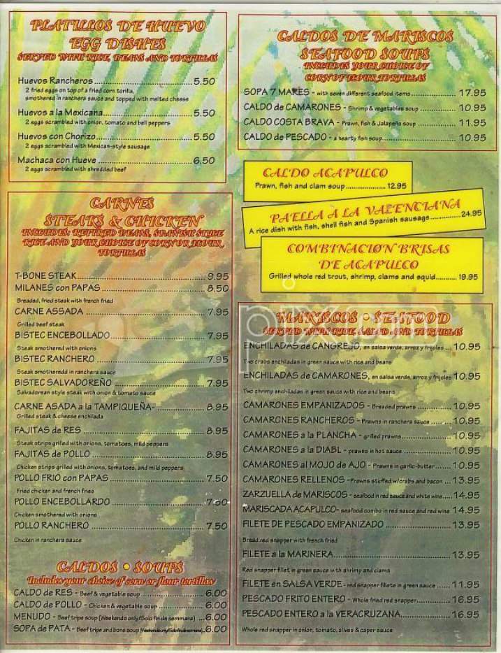 Brisas De Acapulco Mexican - San Francisco, CA menu_pic