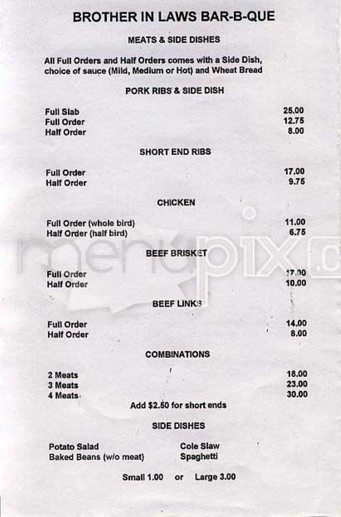Brother-In-Law's Bar-B-Que - San Francisco, CA menu_pic