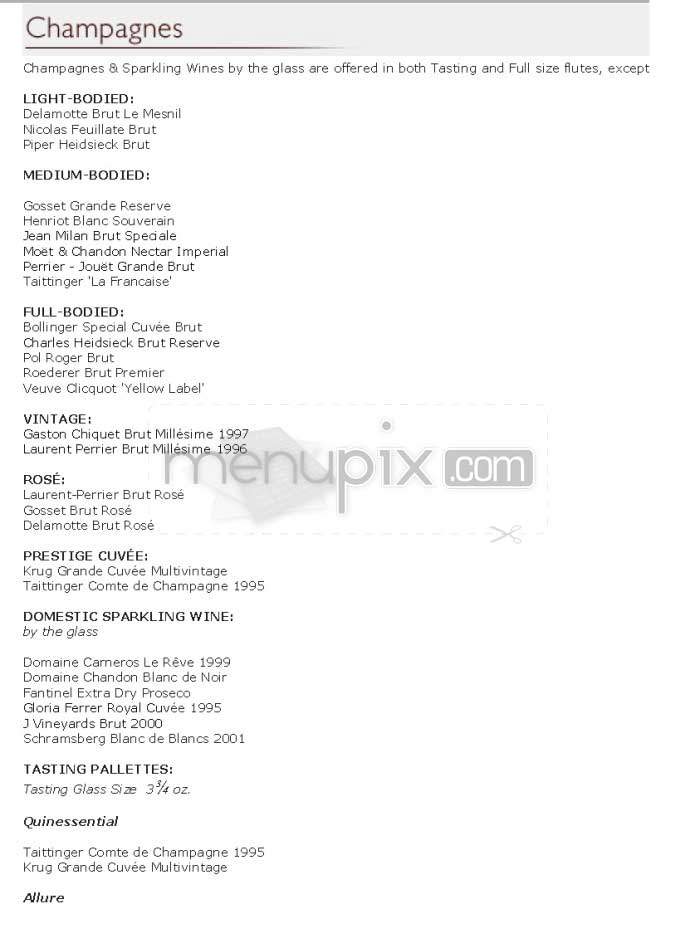 The Bubble Lounge - San Francisco, CA menu_pic