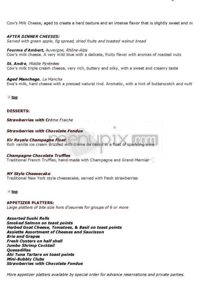 The Bubble Lounge - San Francisco, CA menu_pic