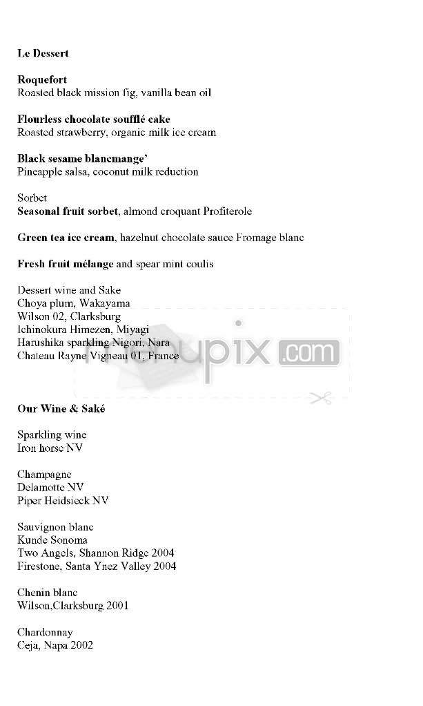bushi-tei - San Francisco, CA menu_pic