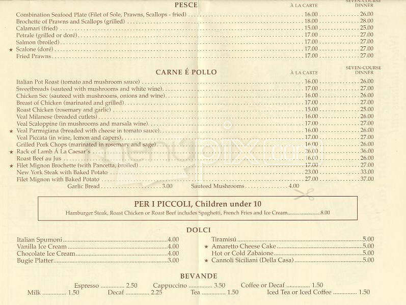 Caesar's Italian Restaurant - San Francisco, CA menu_pic