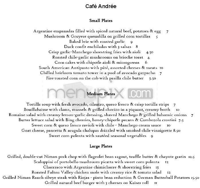 Cafe Andree - San Francisco, CA menu_pic