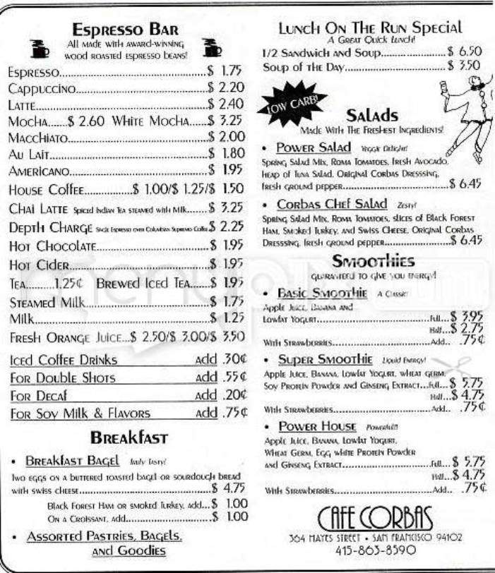 Cafe Corbas - San Francisco, CA menu_pic
