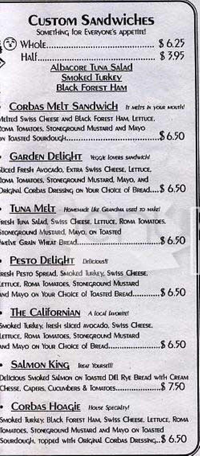 Cafe Corbas - San Francisco, CA menu_pic
