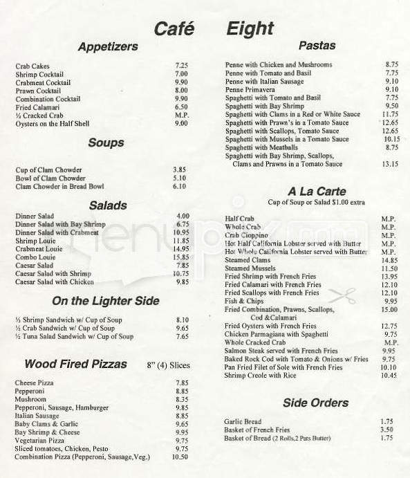Cafe Eight - San Francisco, CA menu_pic