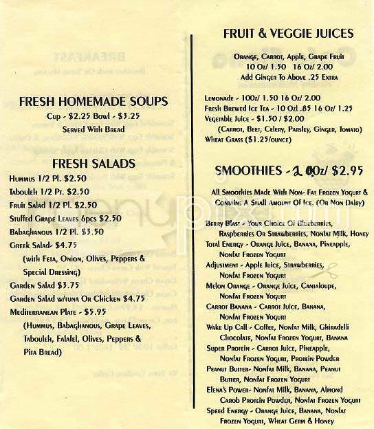 Cafe Elena - San Francisco, CA menu_pic