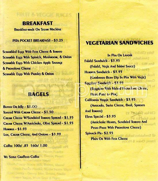 Cafe Elena - San Francisco, CA menu_pic