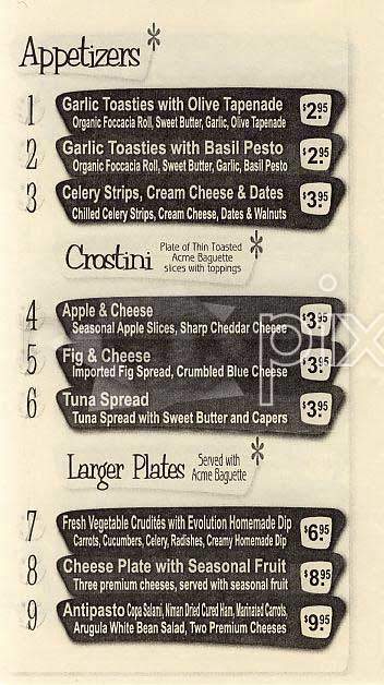 Cafe Evolution - San Francisco, CA menu_pic