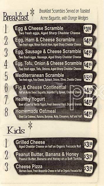 Cafe Evolution - San Francisco, CA menu_pic