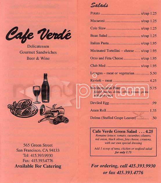 Cafe Verde - San Francisco, CA menu_pic