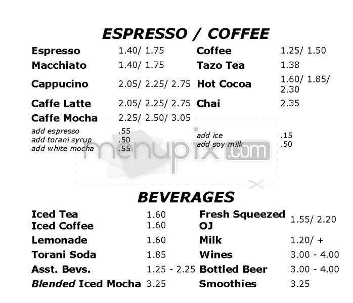Caffe Centro - San Francisco, CA menu_pic