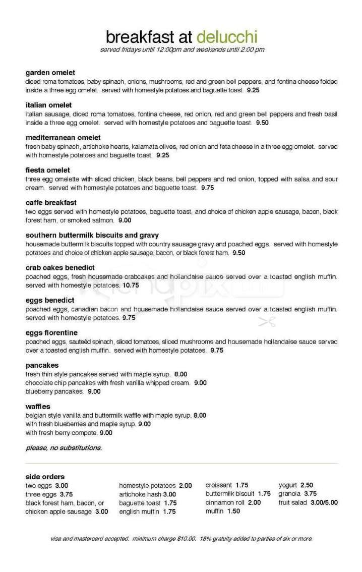 Cafe Delucchi - San Francisco, CA menu_pic