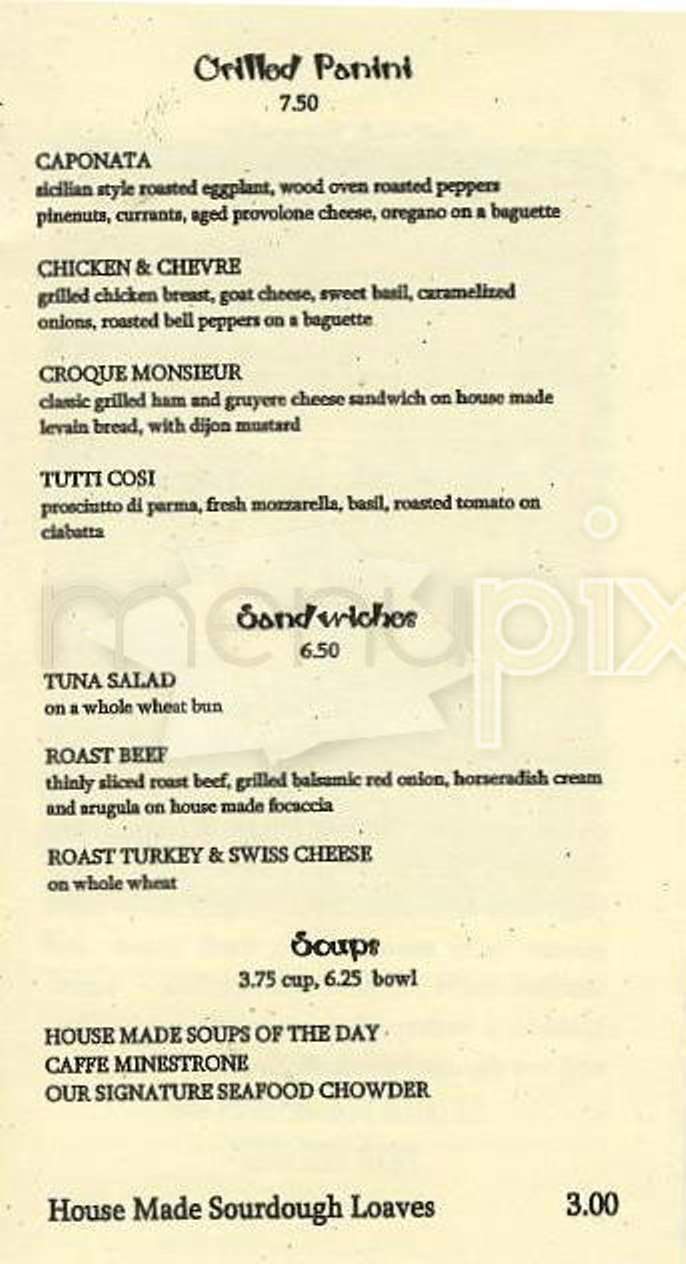 Caffe Espresso - San Francisco, CA menu_pic