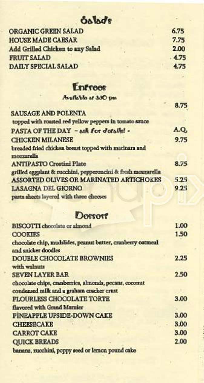 Caffe Espresso - San Francisco, CA menu_pic