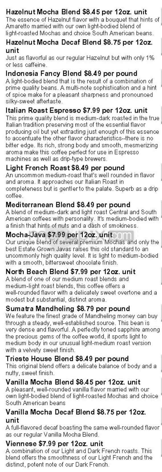Caffe Triste - San Francisco, CA menu_pic