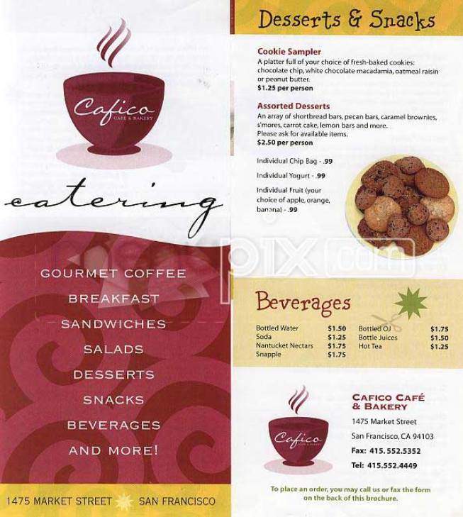 Cafico Cafe and Bakery - San Francisco, CA menu_pic
