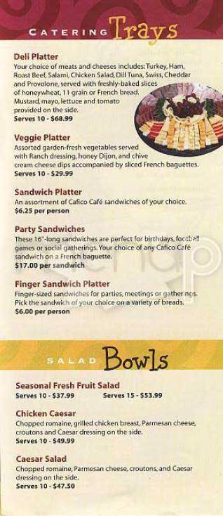 Cafico Cafe and Bakery - San Francisco, CA menu_pic