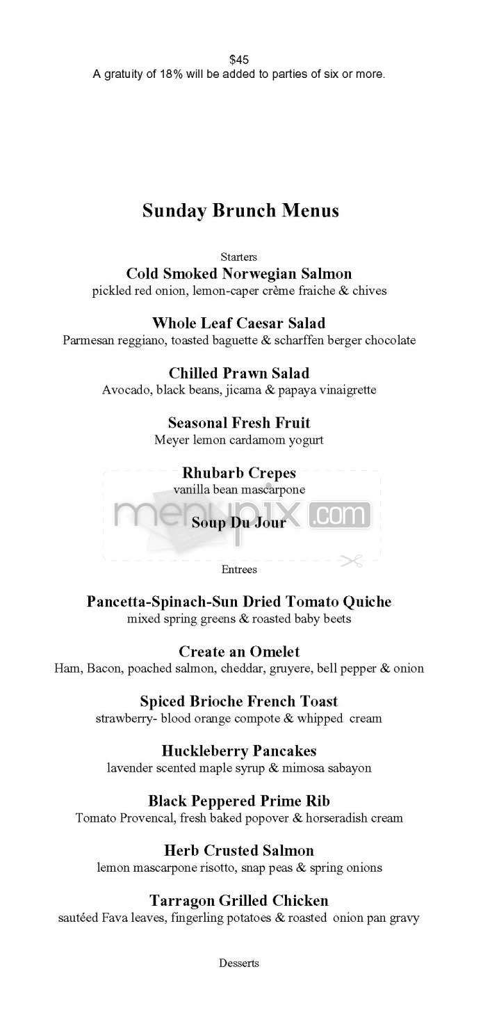 Carnelian Room - San Francisco, CA menu_pic