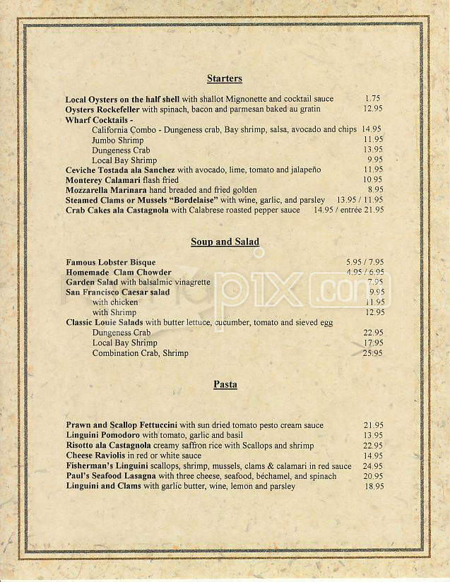 Castagnola's - San Francisco, CA menu_pic