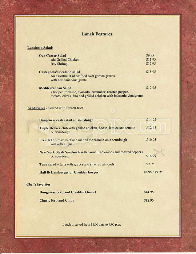 Castagnola's - San Francisco, CA menu_pic