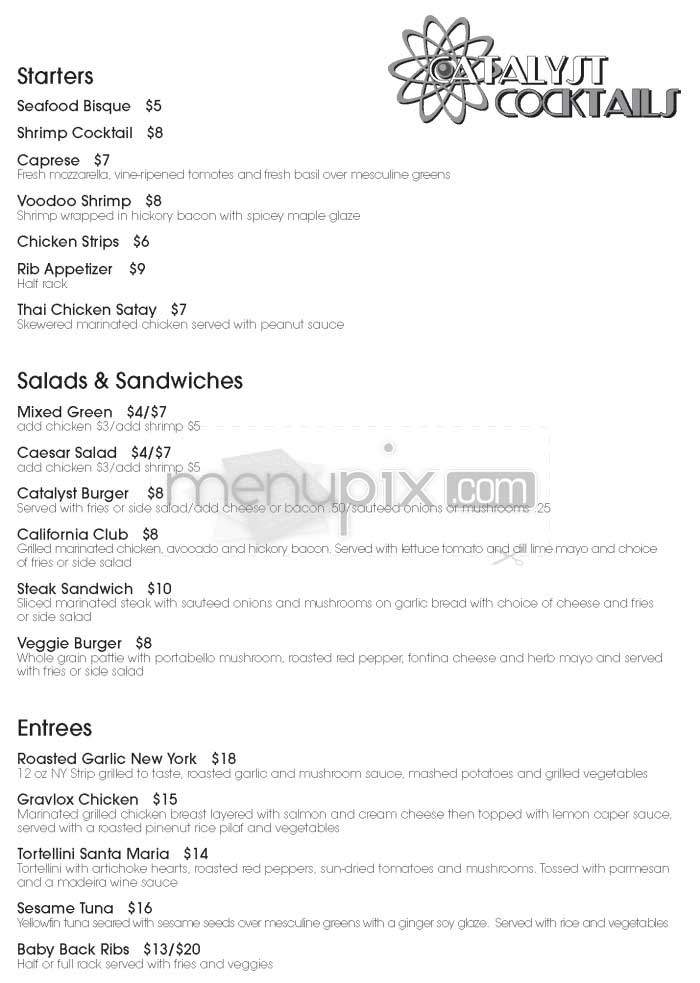 Catalyst Cocktails - San Francisco, CA menu_pic
