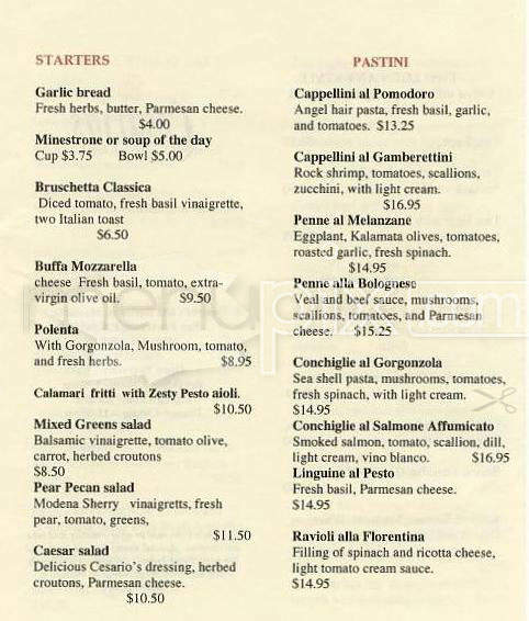 Cesario's - San Francisco, CA menu_pic