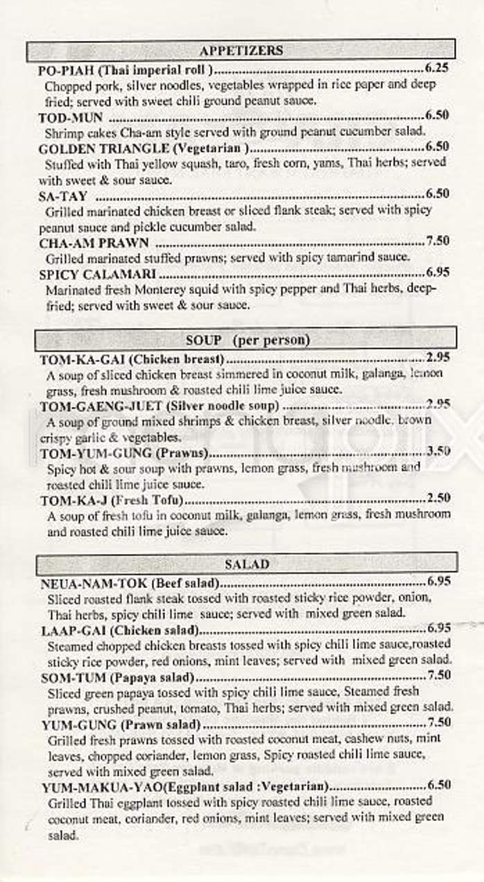 Cha Am Restaurant - San Francisco, CA menu_pic