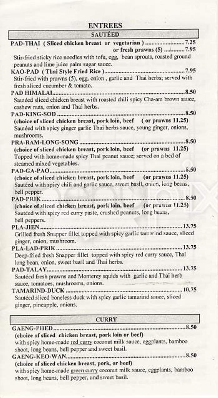 Cha Am Restaurant - San Francisco, CA menu_pic