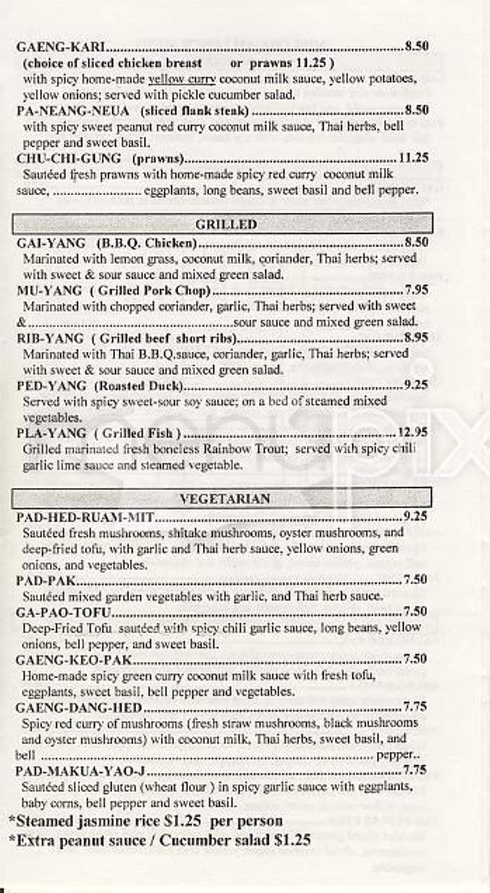 Cha Am Restaurant - San Francisco, CA menu_pic
