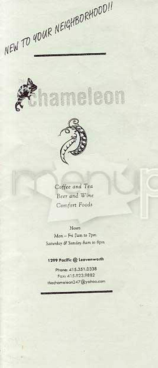 Chamelon - San Francisco, CA menu_pic