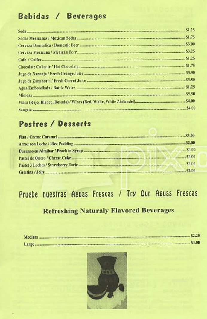 Chava's Restaurant - San Francisco, CA menu_pic