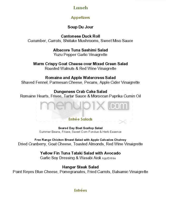 Chaya Brasserie - San Francisco, CA menu_pic