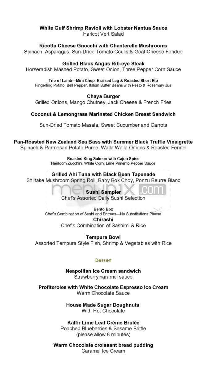 Chaya Brasserie - San Francisco, CA menu_pic