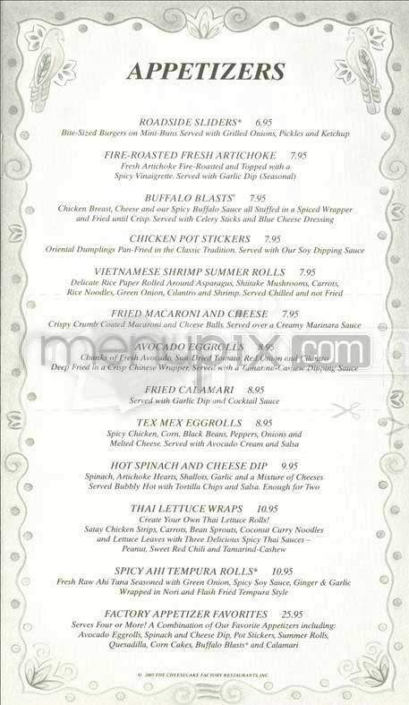 Cheesecake Factory - San Francisco, CA menu_pic