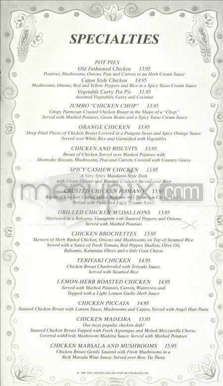 Cheesecake Factory - San Francisco, CA menu_pic