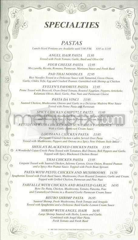 Cheesecake Factory - San Francisco, CA menu_pic
