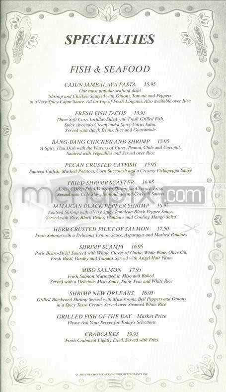 Cheesecake Factory - San Francisco, CA menu_pic